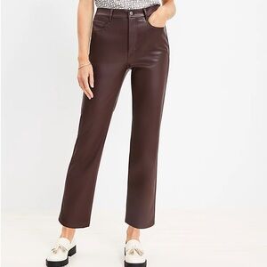 Five Pocket Straight Pants in Faux Leather